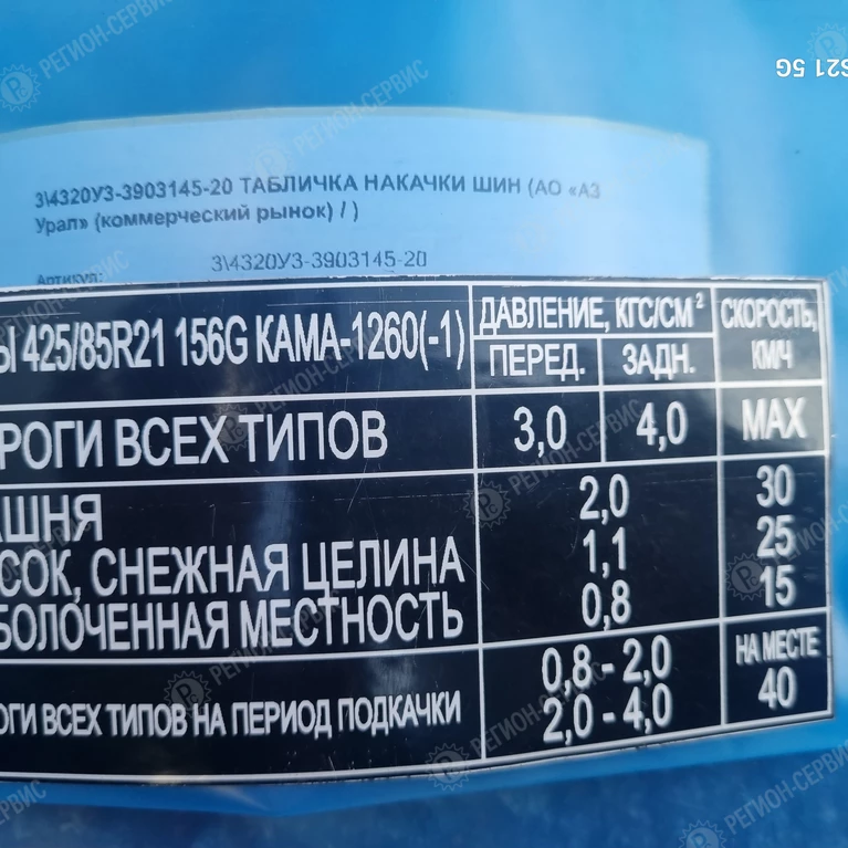 4320У3-3903145-20-Табличка накачки шин фото