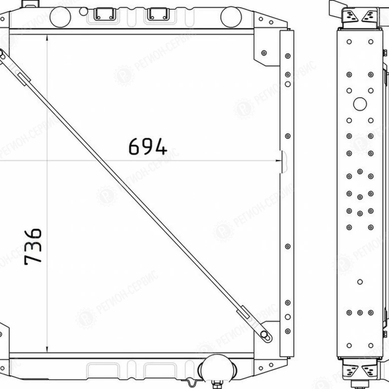 Радиатор водяной (МАЗ 5551А2) (Е-3) 3-х ряд 5551А2-1301010-001