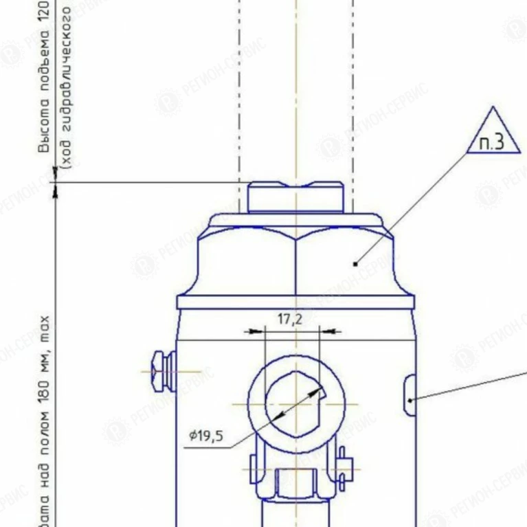 Домкрат 5т ДГ5-3913010 (02=00) (гидрав., 1-но плунжерный, высота подх. - 180мм, мак. выс. -377 ми)